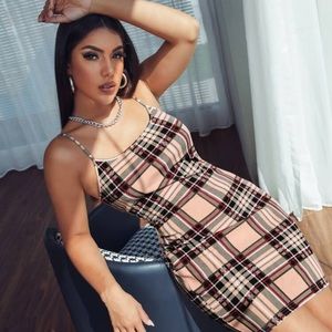 Tied Pink Plaid Dress